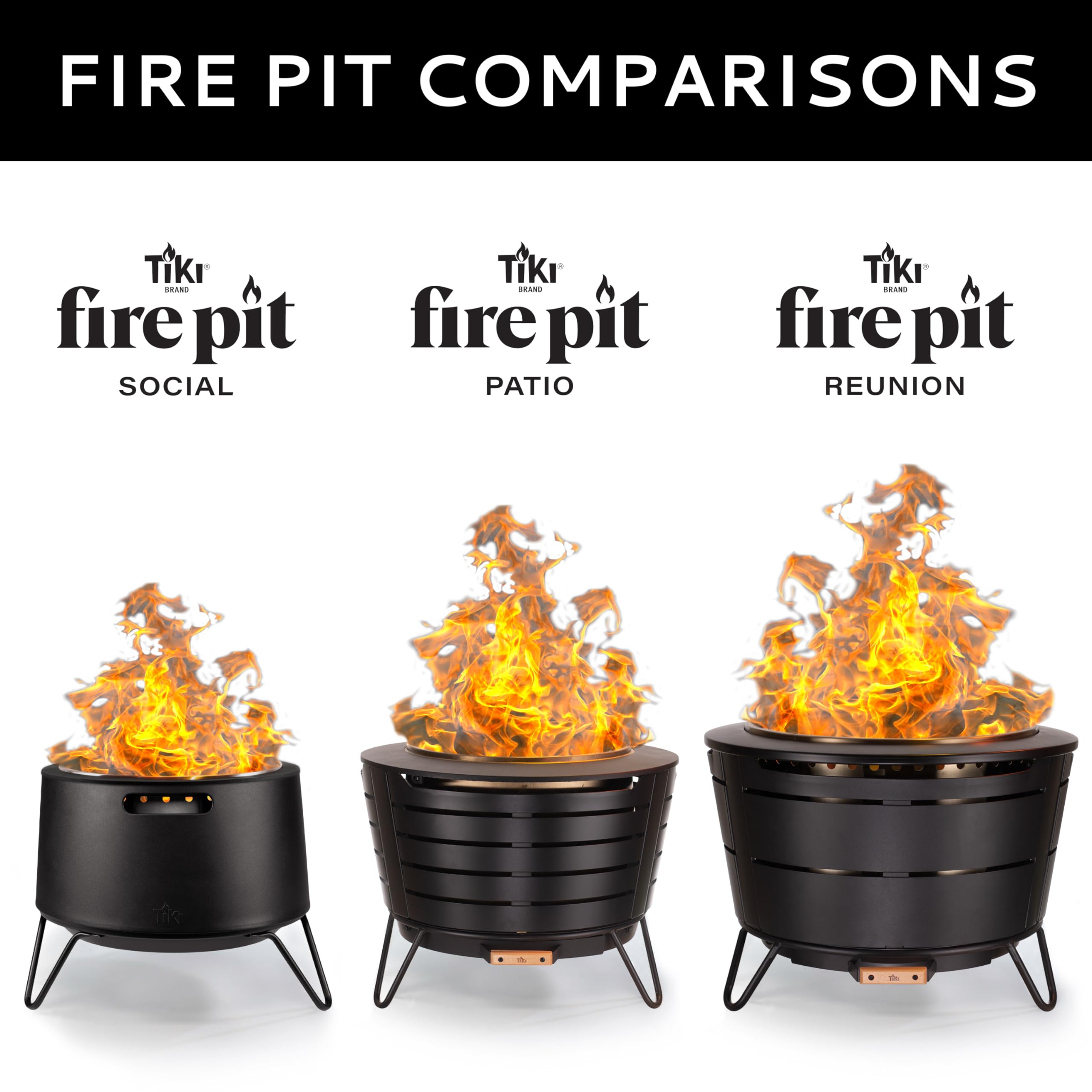 TIKI Brand Stainless Steel Low Smoke Fire Pit - Includes Wood Pack and Cloth Cover
