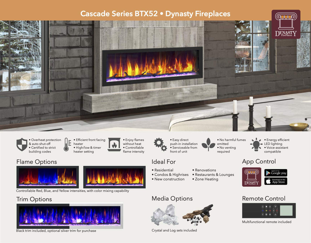 Dynasty LED Smart Control Flush-Mount Electric Fireplace
