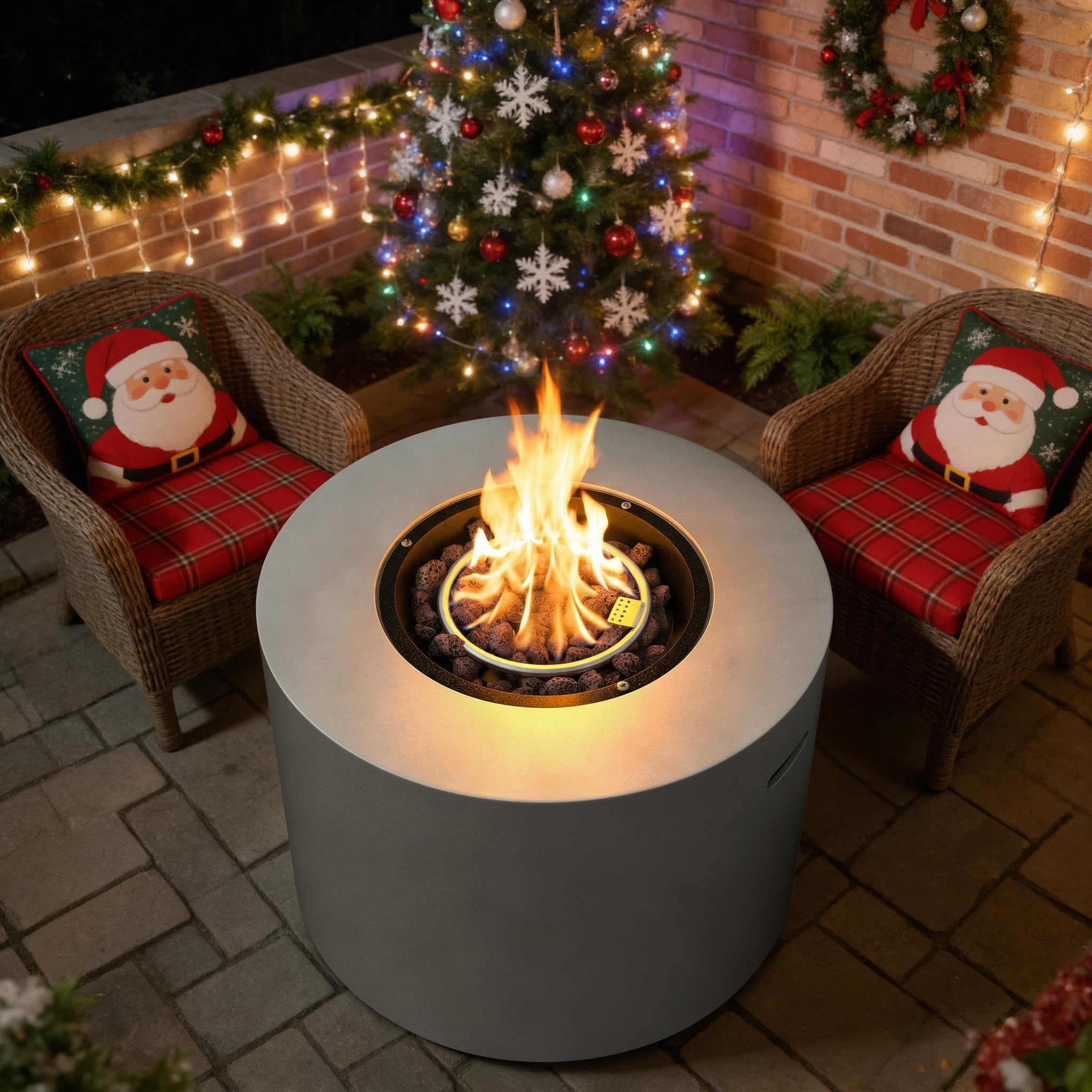 30" Propane Fire Pit Table with Ceramic Top, 50,000 BTU, Lid & Lava Rocks Included
