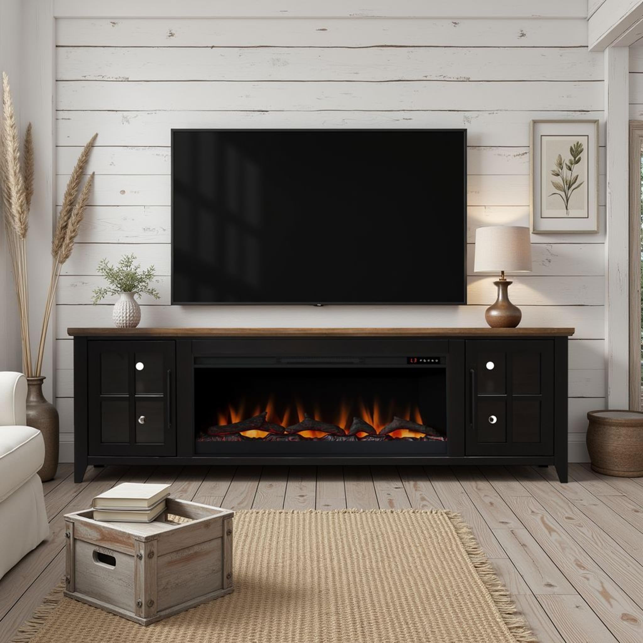 83" Fireplace TV Stand for TVs up to 95", Minimal Assembly Design