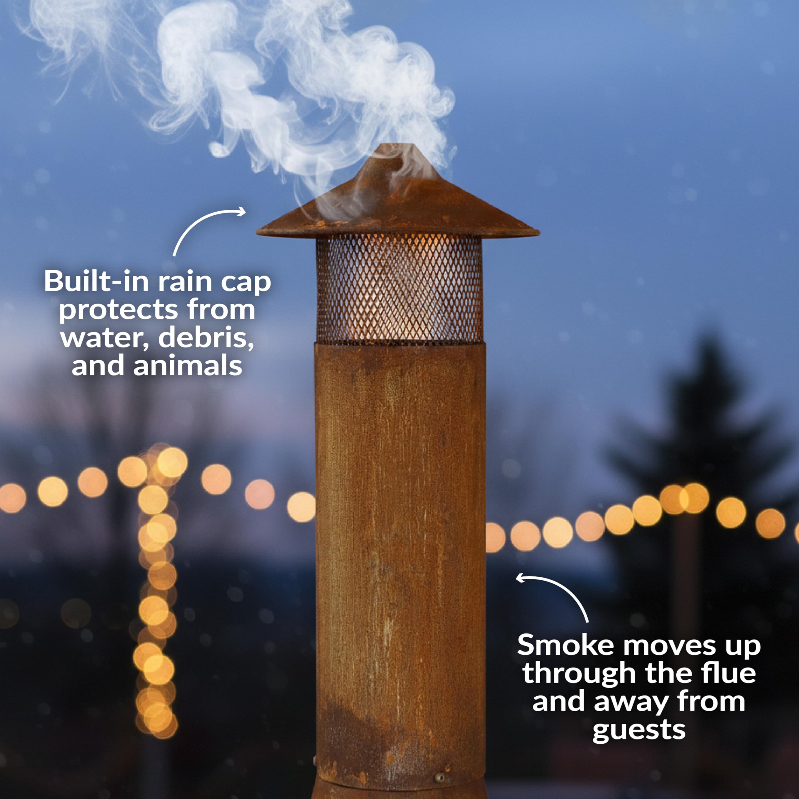 70" Metal Chiminea Outdoor Fireplace, Large Wood-Burning Steel Patio Fire Pit, Black