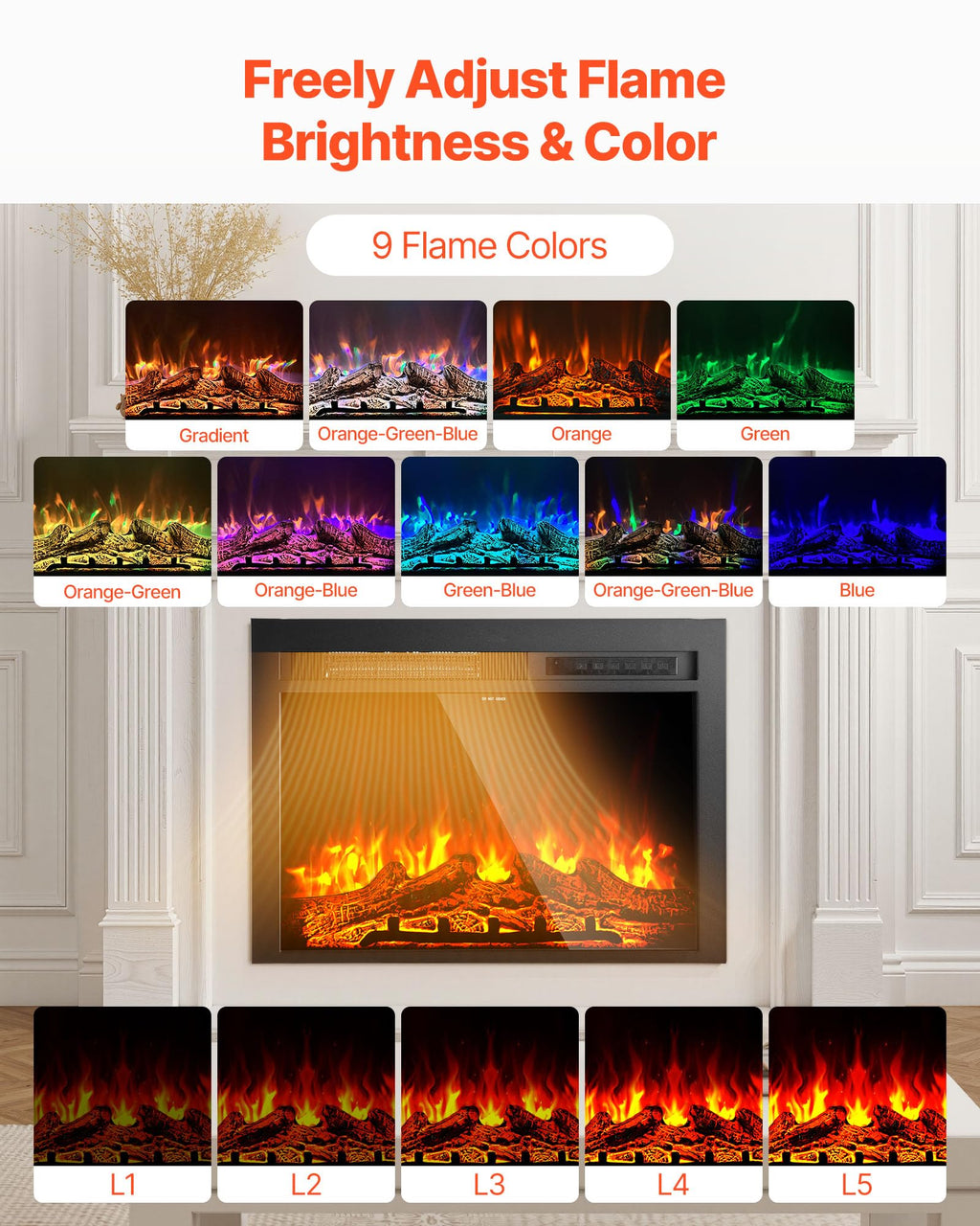VEVOR Electric Fireplace Insert