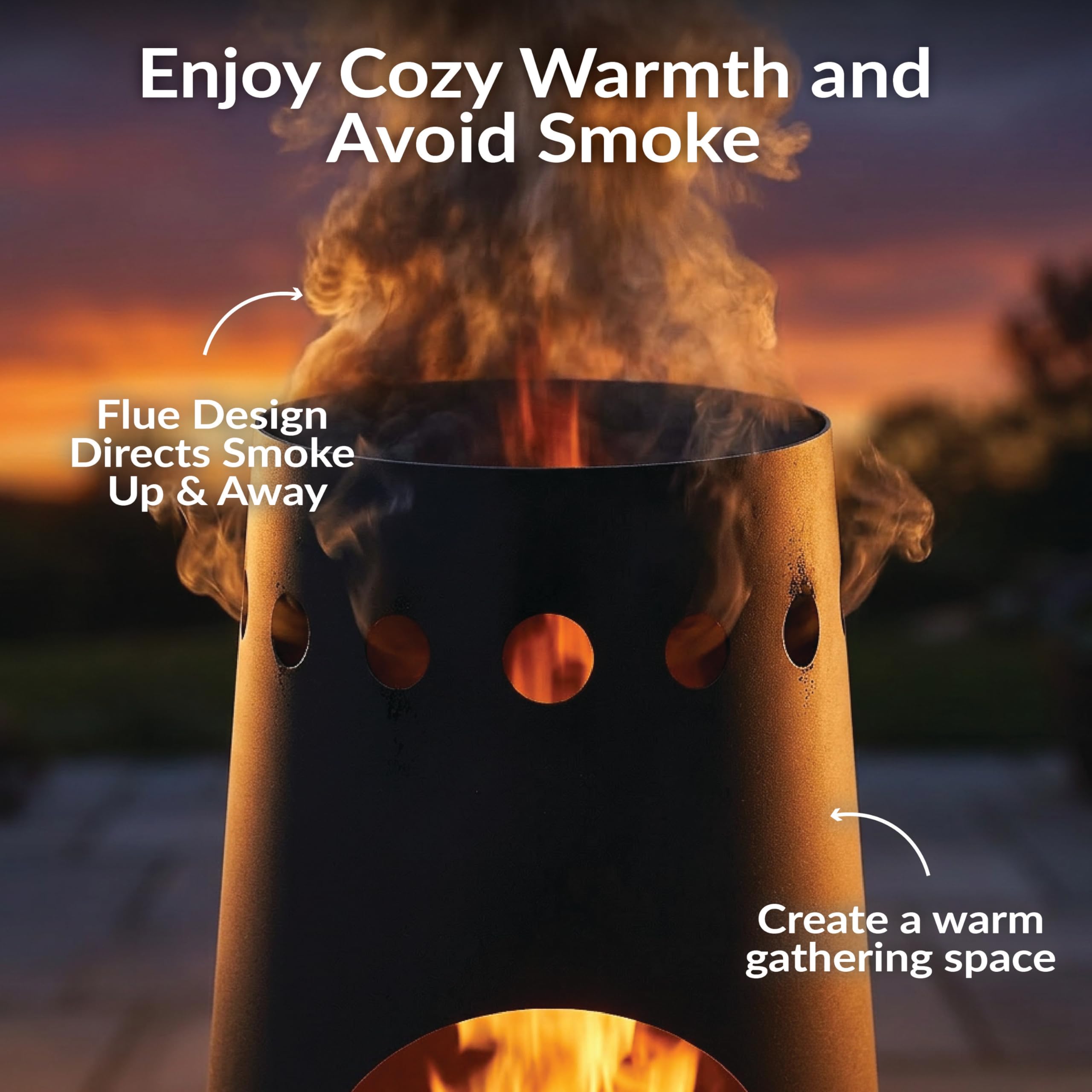 Santa Fe Wood-Burning Chiminea Outdoor Fireplace with Wood Grate & Patina Finish