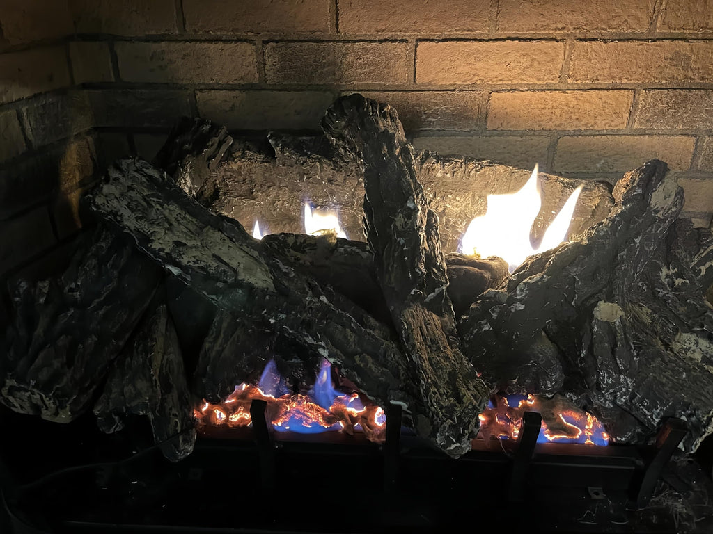 18"–24" Gas Fireplace Burner Pan with Valve for Gas Logs, Propane Compatible