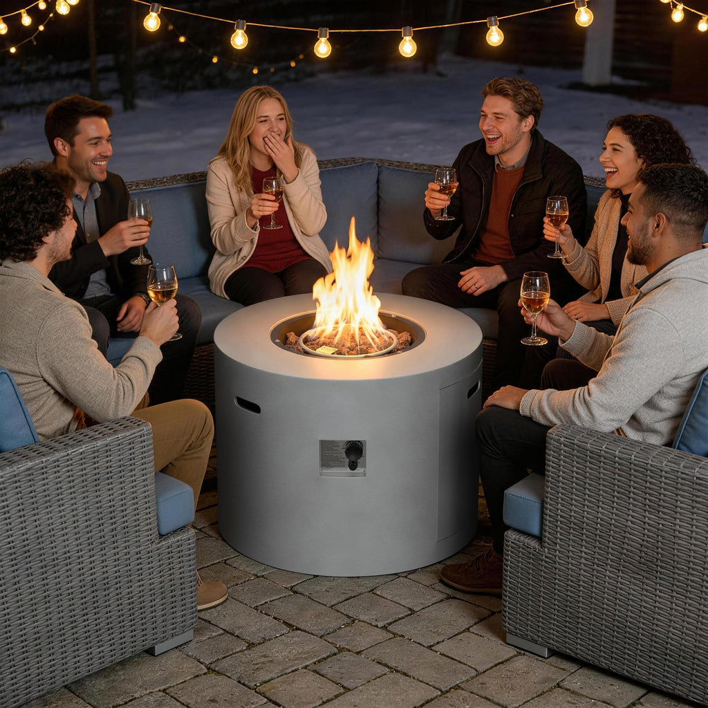30" Propane Fire Pit Table with Ceramic Top, 50,000 BTU, Lid & Lava Rocks Included