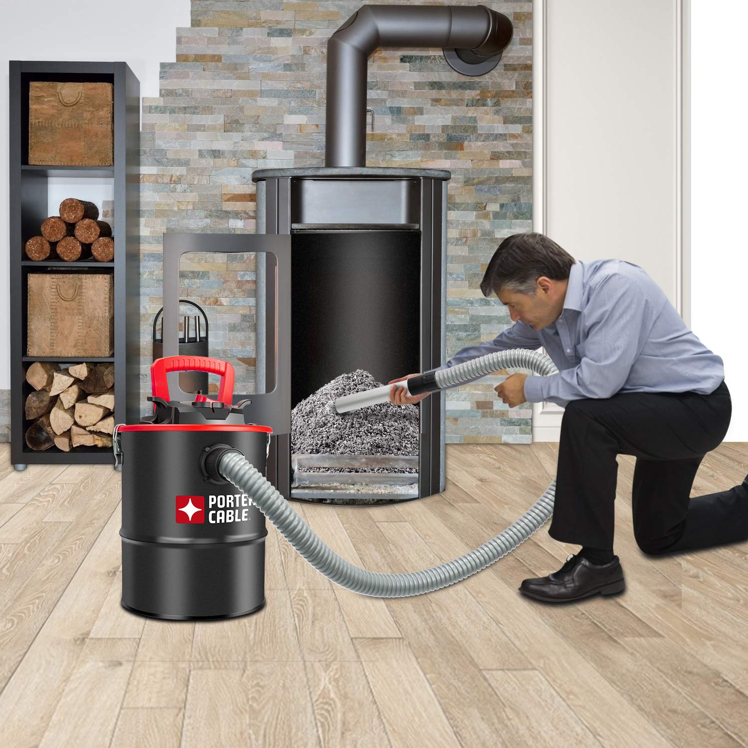 4 Gallon Ash Vacuum with Powerful Suction for Fireplaces, Stoves & Fire Pits, Black