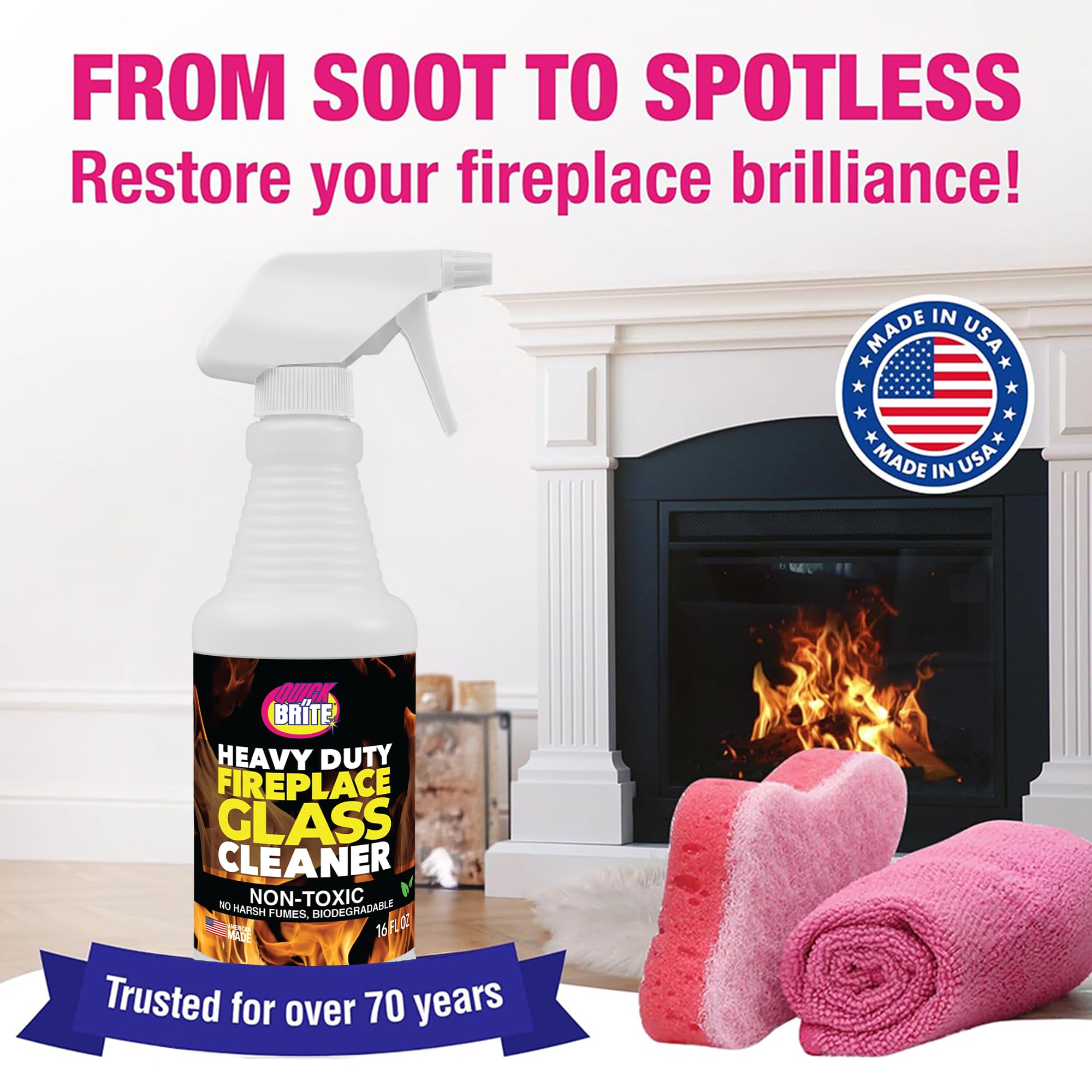 Quick 'n Brite Fireplace Glass