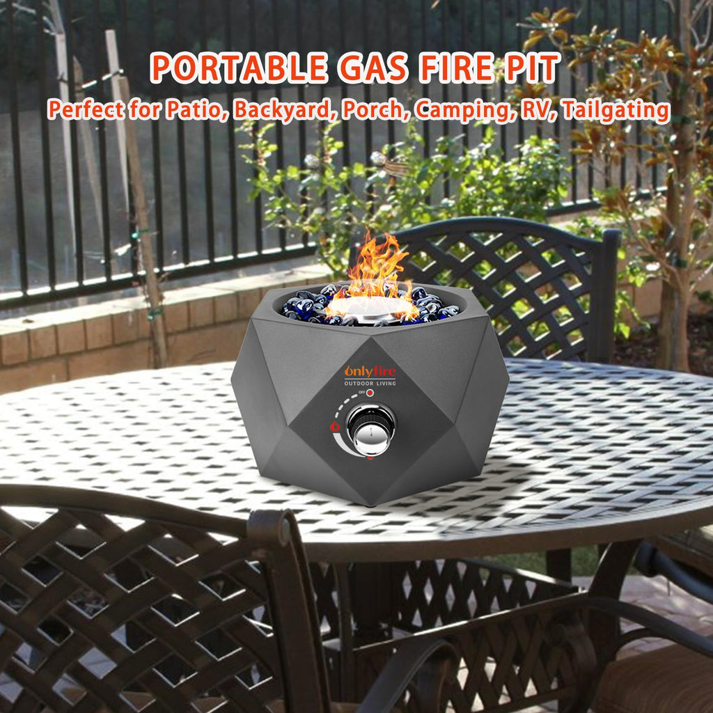 14" Portable Tabletop Gas Fire Pit for Patio, Camping & Outdoor Use