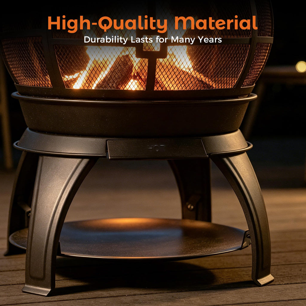 Outdoor Wood-Burning Chiminea Fireplace for Backyard, Garden & Camping, Brown-Black