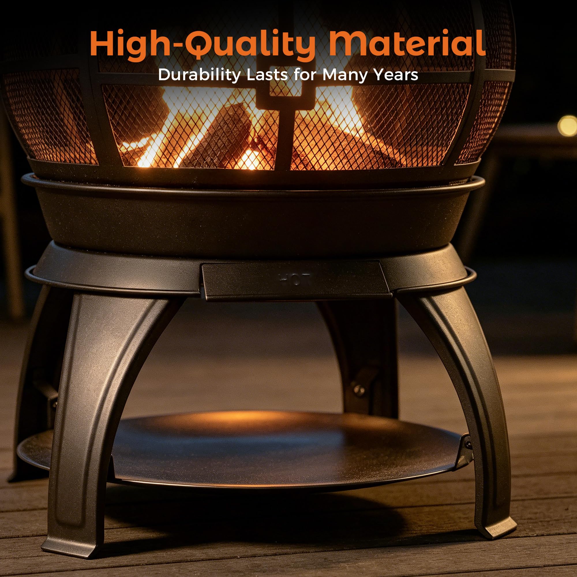 Outdoor Wood-Burning Chiminea Fireplace for Backyard, Garden & Camping, Brown-Black
