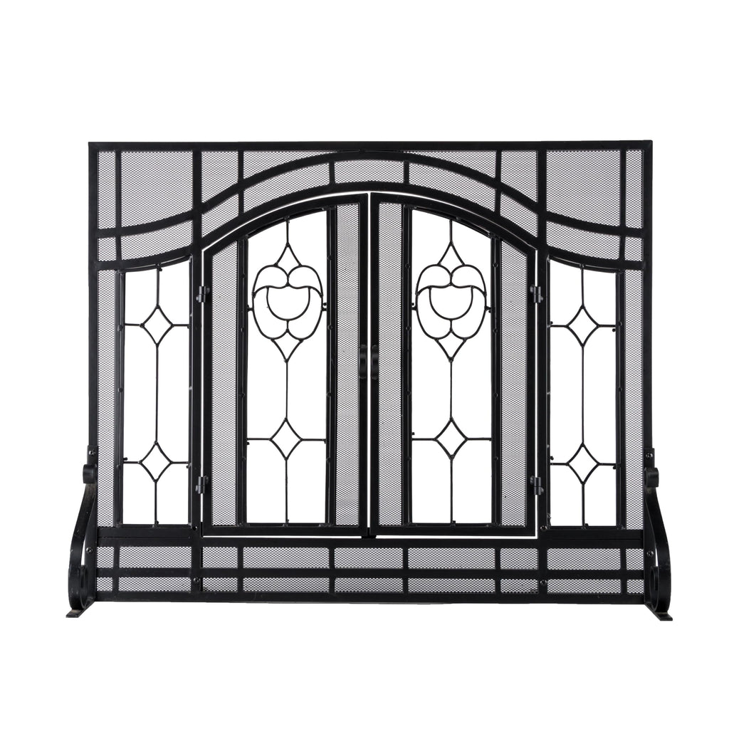 Plow & Hearth Floral Fireplace Screen with Doors