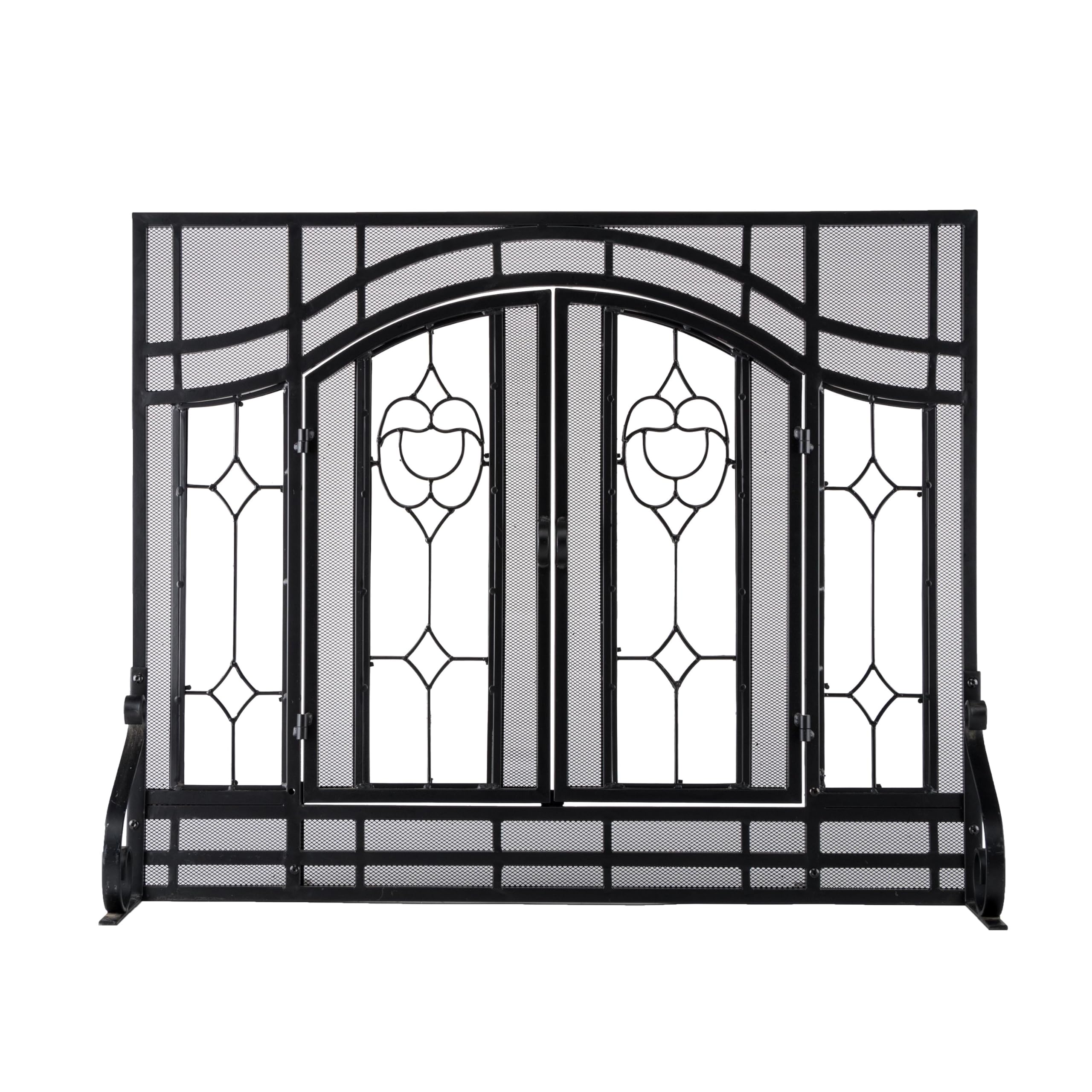 Plow & Hearth Floral Fireplace Screen with Doors