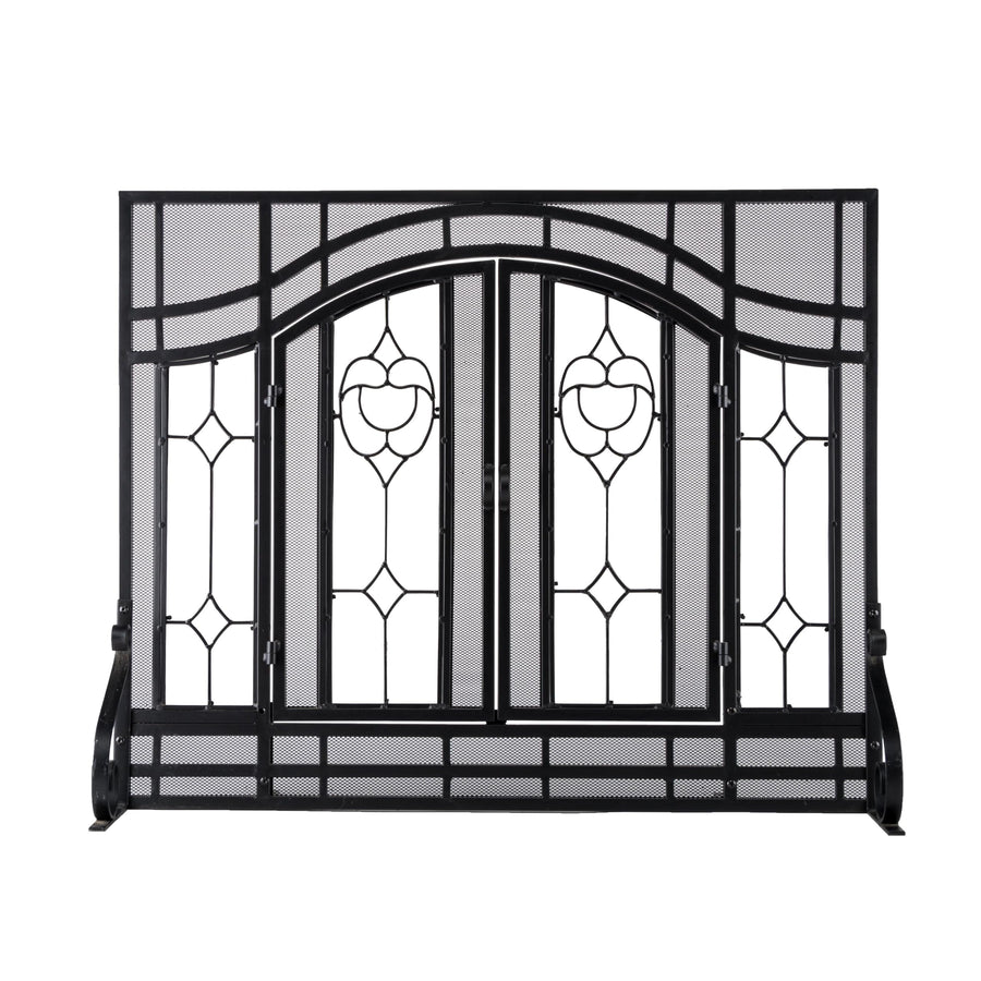 Plow & Hearth Floral Fireplace Screen with Doors