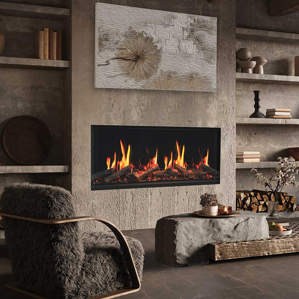 55" Smart Linear Electric Fireplace with App Control & Fire Sounds, Black