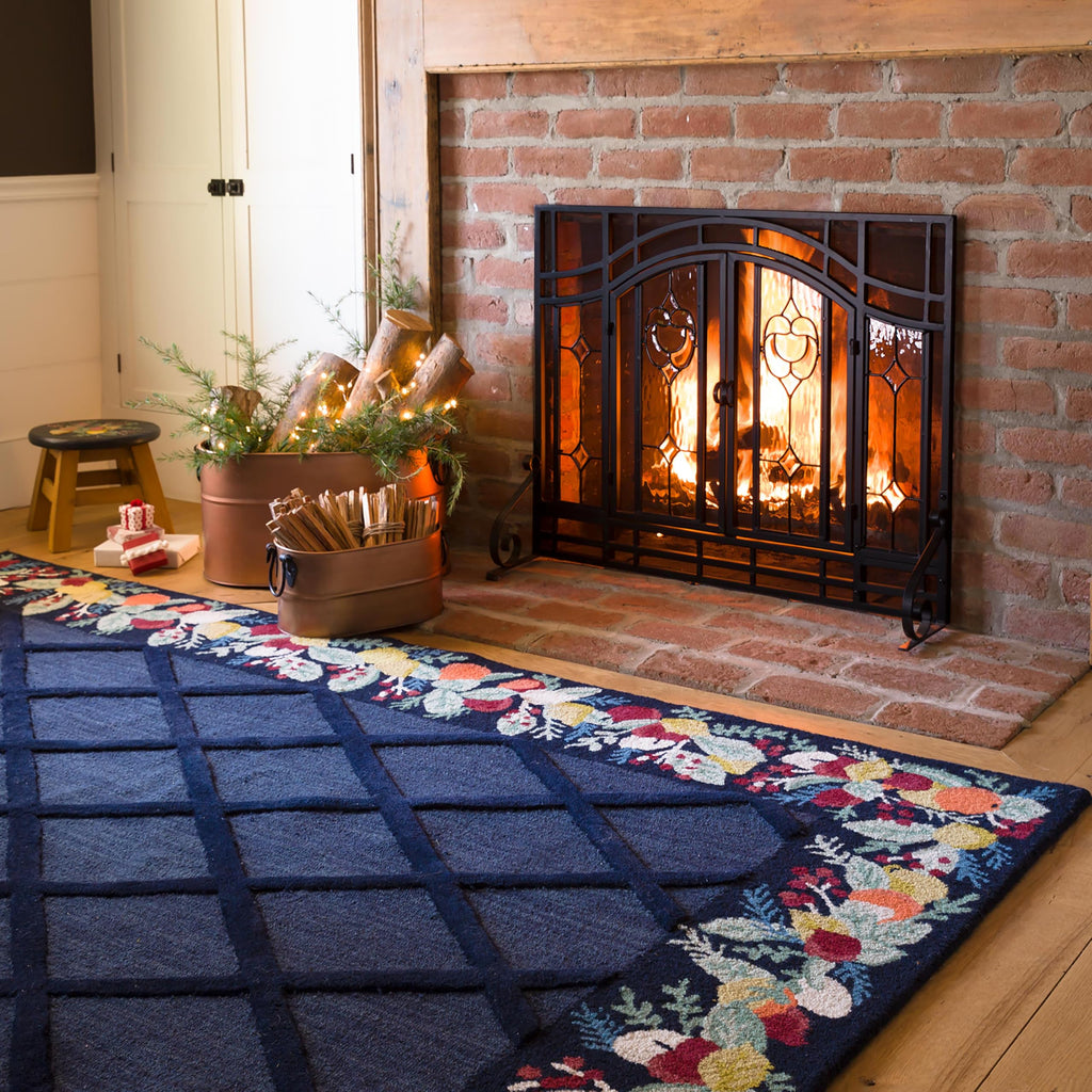 Plow & Hearth Floral Fireplace Screen with Doors